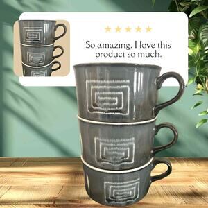 Vintage Set of 3 Mikasa Potter’s Craft Firesong Soup Mugs – Rare Stoneware Set